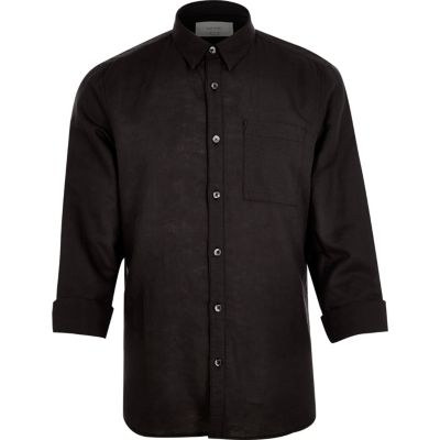 Black linen-rich shirt